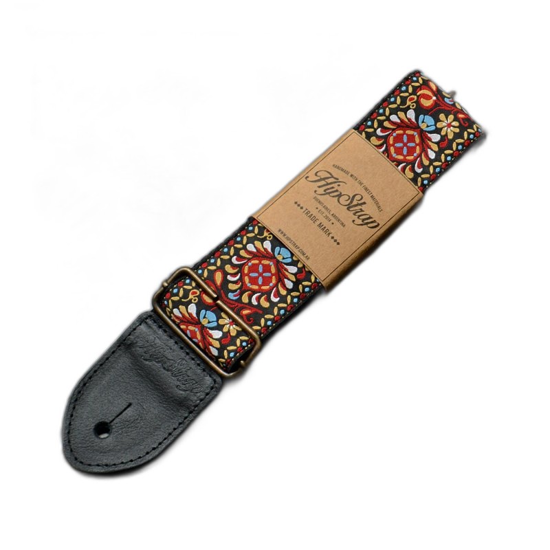 HipStrap Vintage Leather 系列 皮製 吉他背帶 Gold Haze 緹花圖案 — 三峽配件 / 週邊｜YA! 玩音樂