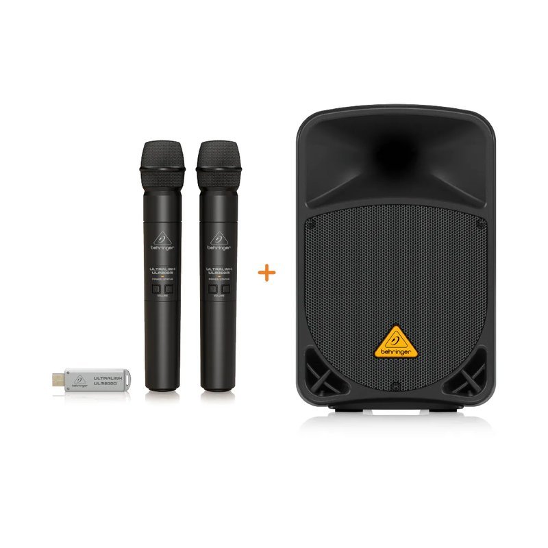 Behringer Behringer / B108D+ULM202USB 主動式PA喇叭+1對2無線Mic套組 — 三峽音響 / 音箱