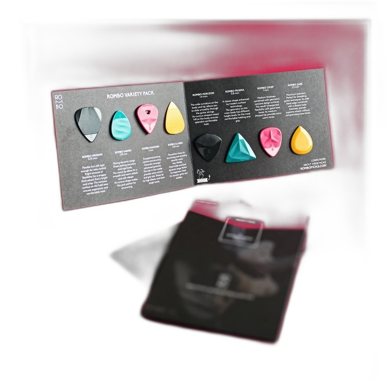 ROMBO ECOBLACK Variety Pack 人體工學 環保材質 黑色撥片套裝 (8片) — 三峽配件 / 週邊｜YA! 玩音樂