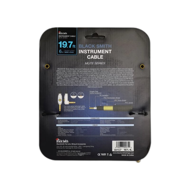 Black Smith MSIC-STS6 Mute 系列 防爆 6M導線 雙直頭 — 三峽配件 / 週邊