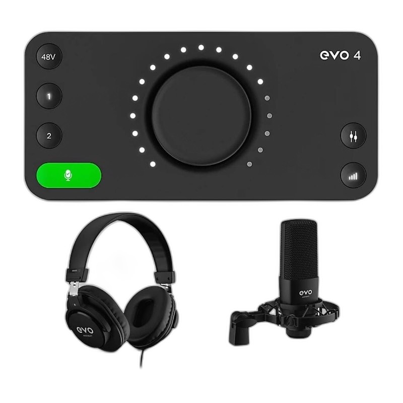 【保固三年】Audient EVO Start Recording Bundle 錄音介面套組 含Evo 4 錄音軟體 麥克風 避震架 導線 監聽耳機 (SRB) — 三峽麥克風｜YA! 玩音樂