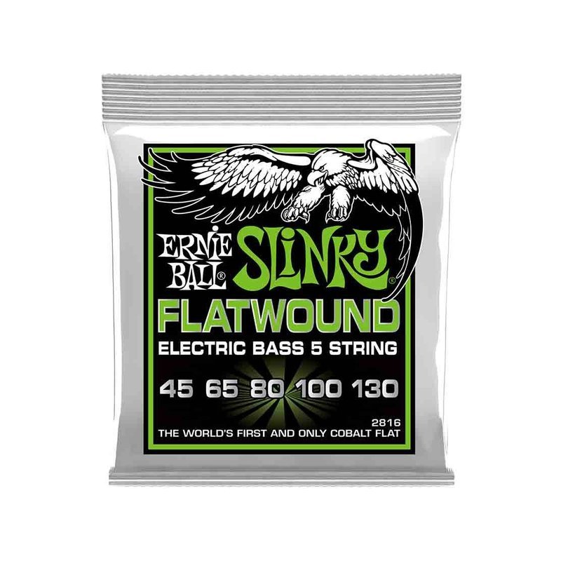 Ernie Ball Ernie Ball Regular Slinky Flatwound 2816 雙鈷纏繞平滑弦 電貝斯五弦套弦 45-130 — 三峽木吉他 / 民謠吉他