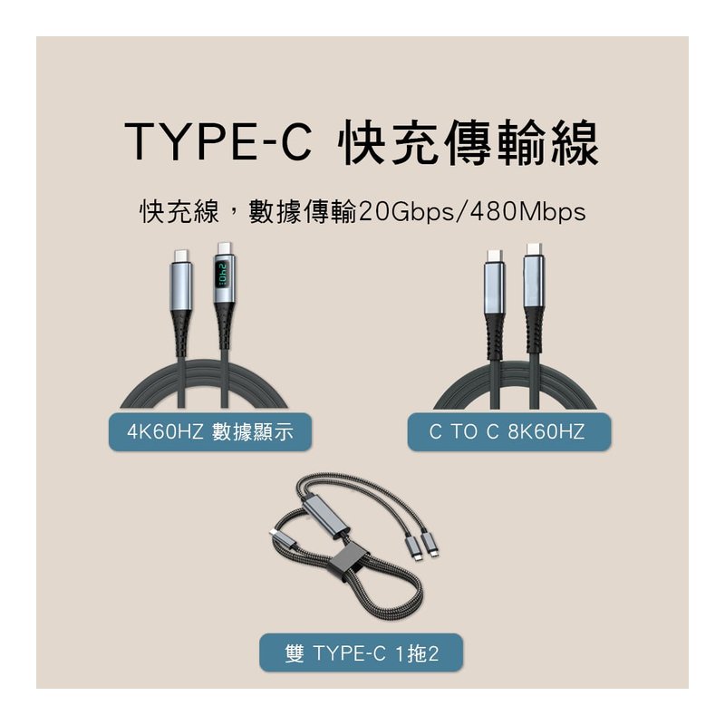 TYPE-C å¿«å 線 20Gb 高速傳輸 4K60HZ 8K60HZ USB3.2Gen2×2 — 三峽配件 / 週邊