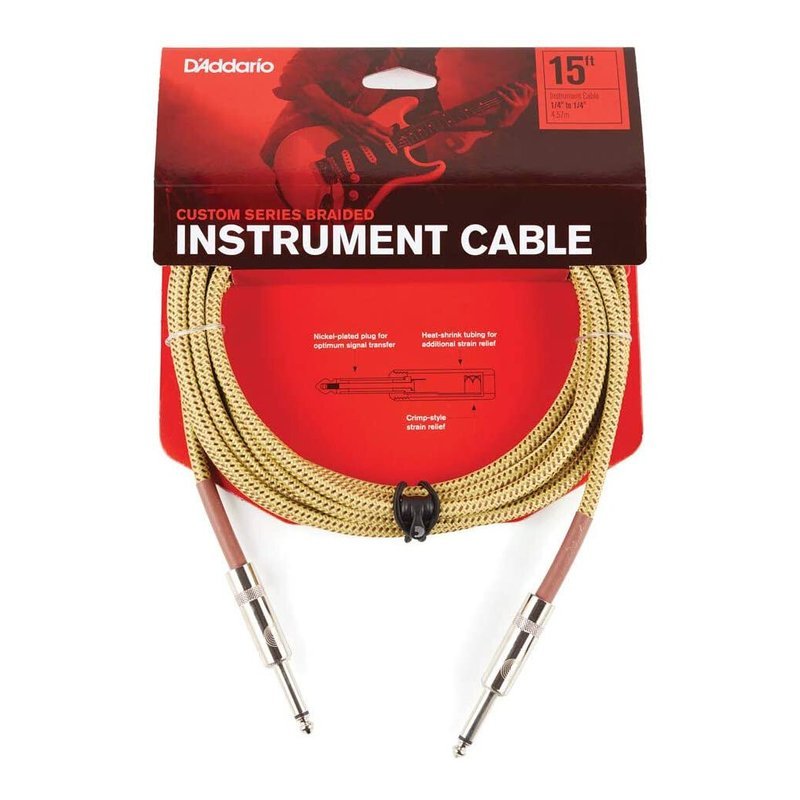 D'Addario PW-BG-15TW 編織導線 15呎 雙直酭 — 三峽導線