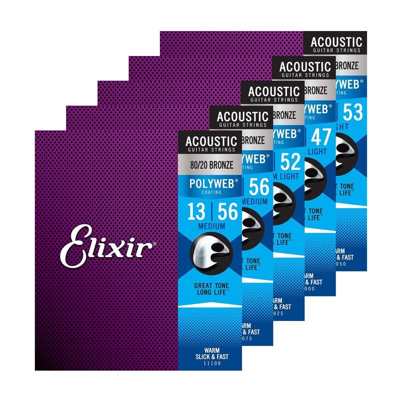 美國 Elixir POLYWEB 木吉他弦 11000 11025 11050 11075 11100 — 三峽吉他 / Bass