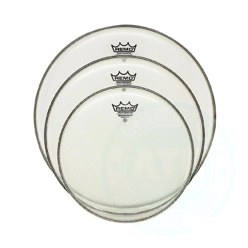 Remo Remo / Ambassador Clear(PP-1382-BA) 10mil 透明鼓皮套組(含10/12/16吋) — 三峽木吉他 / 民謠吉他