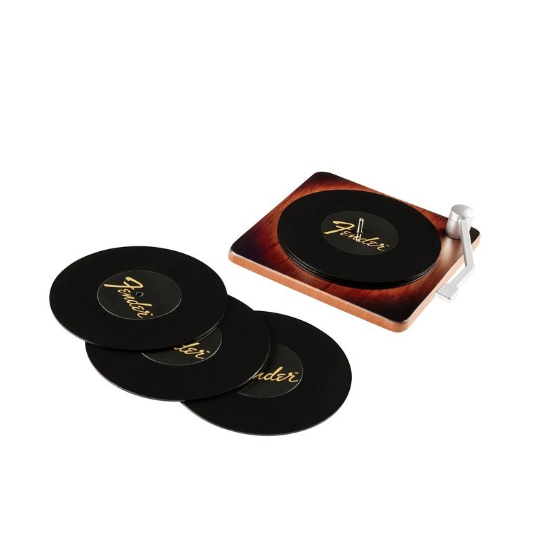 Fender Fender Sunburst 黑膠唱盤杯墊組 — 三峽木吉他 / 民謠吉他