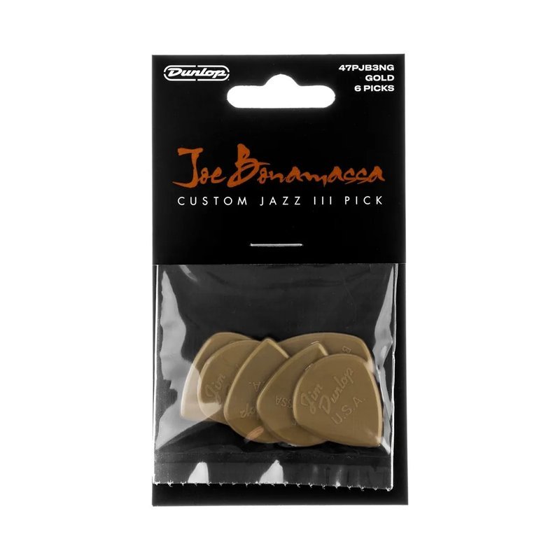 Dunlop Dunlop Joe Bonamassa Gold Jazz III Pick 47PJB3NG 簽名彈片 六片裝 — 三峽Pick