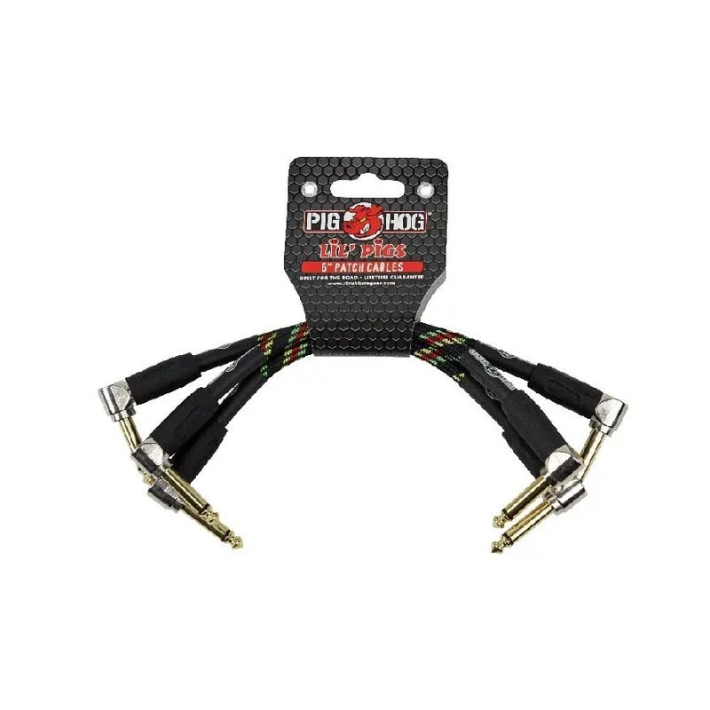 PIG HOG PIG HOG 雷鬼色 樂器短導線 3入組 Rasta Stripe PHLIL6RA — 三峽導線