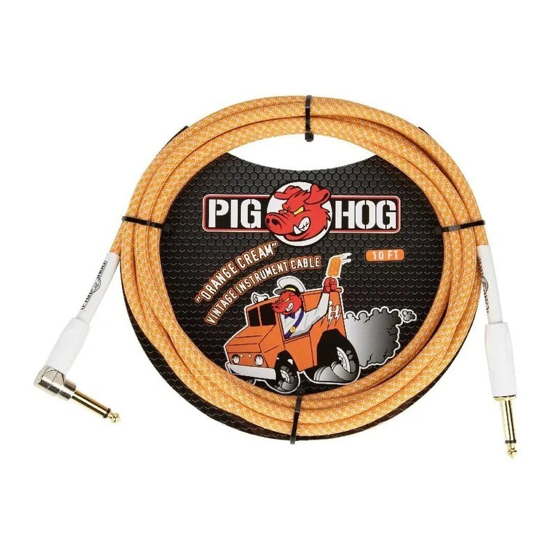 PIG HOG PIG HOG 亮橘色 IL頭 樂器導線 編織系列 Orange Crème — 三峽導線
