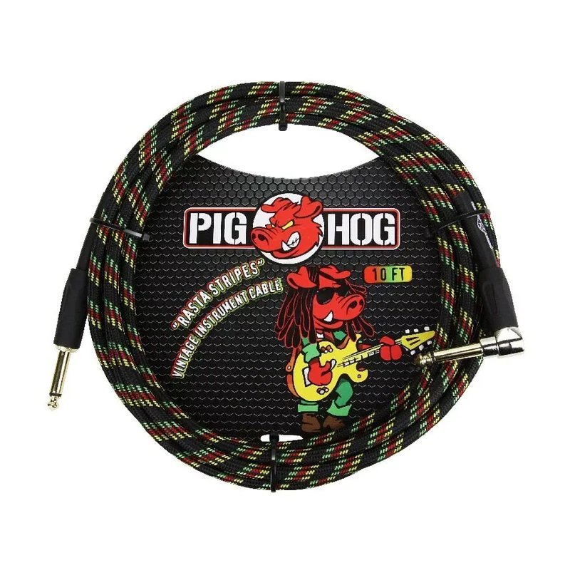 PIG HOG PIG HOG 雷鬼色 IL頭 樂器導線 編織系列 Rasta Stripes — 三峽導線