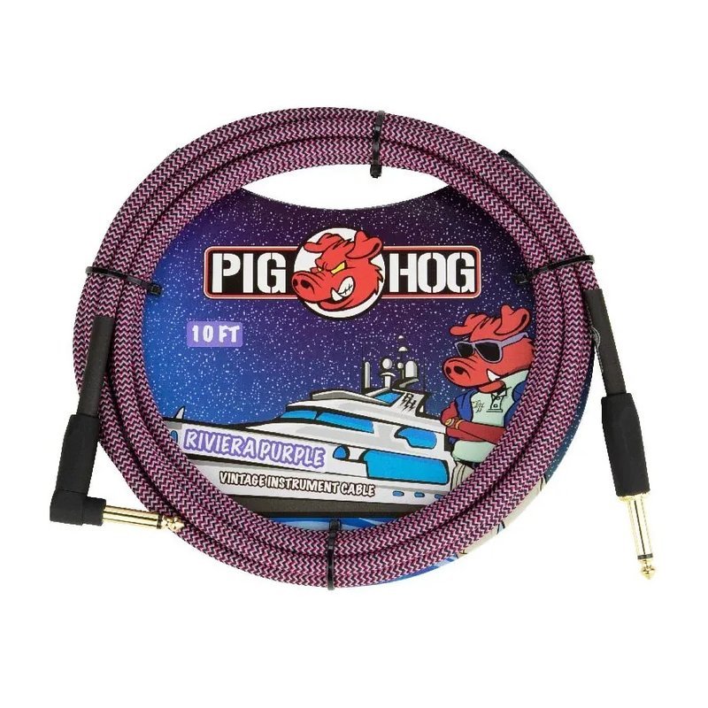 PIG HOG PIG HOG 淡紫黑色 IL頭 樂器導線 編織系列 Riviera Purple — 三峽導線