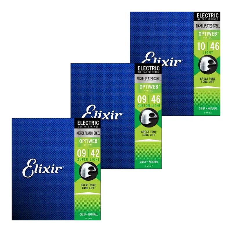 Elixir Elixir Optiweb 系列 電吉他弦 鍍鎳 覆極薄膜 — 三峽木吉他 / 民謠吉他