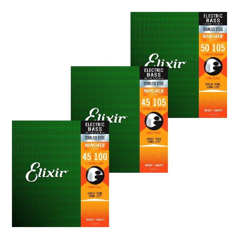 Elixir Elixir Nanoweb 系列 電貝斯弦 不鏽鋼 覆膜 — 三峽木吉他 / 民謠吉他