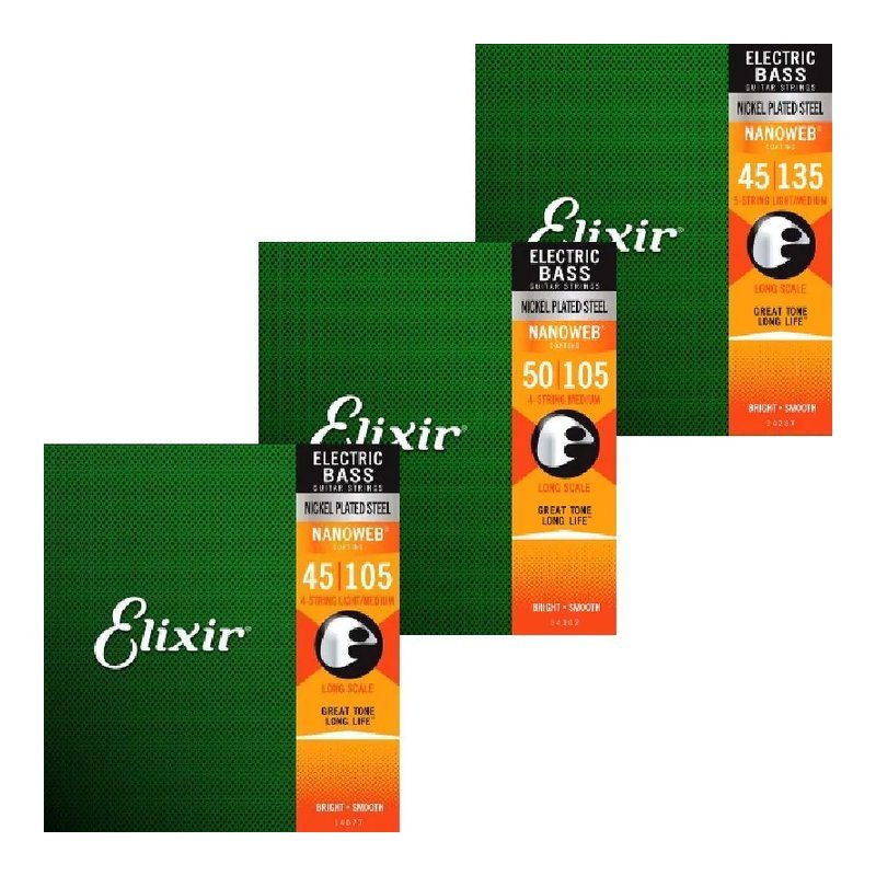 Elixir Elixir Nanoweb 系列 電貝斯弦 鍍鎳 覆膜 — 三峽木吉他 / 民謠吉他