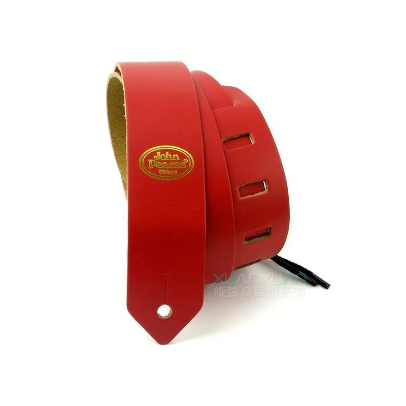 John Pearse JohnPearse 窄版真皮肩背帶 Skinny™系列 真皮 正紅色 — 三峽木吉他 / 民謠吉他