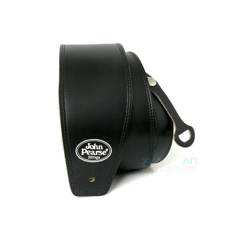 John Pearse JohnPearse 寬版真皮肩背帶 馬鞍皮 黑色 附導線耳掛 — 三峽木吉他 / 民謠吉他