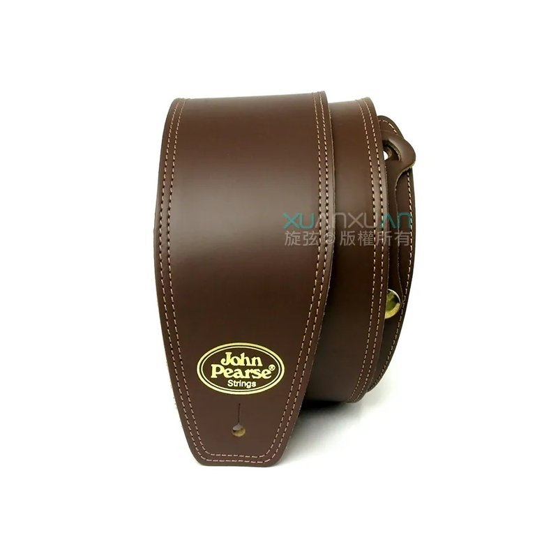 John Pearse JohnPearse 寬版真皮肩背帶 馬鞍皮 咖啡色 附導線耳掛 — 三峽木吉他 / 民謠吉他
