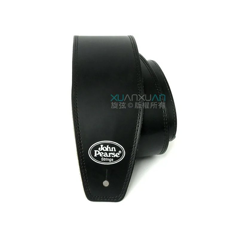 John Pearse JohnPearse 寬版真皮肩背帶 馬鞍皮 黑色 — 三峽木吉他 / 民謠吉他