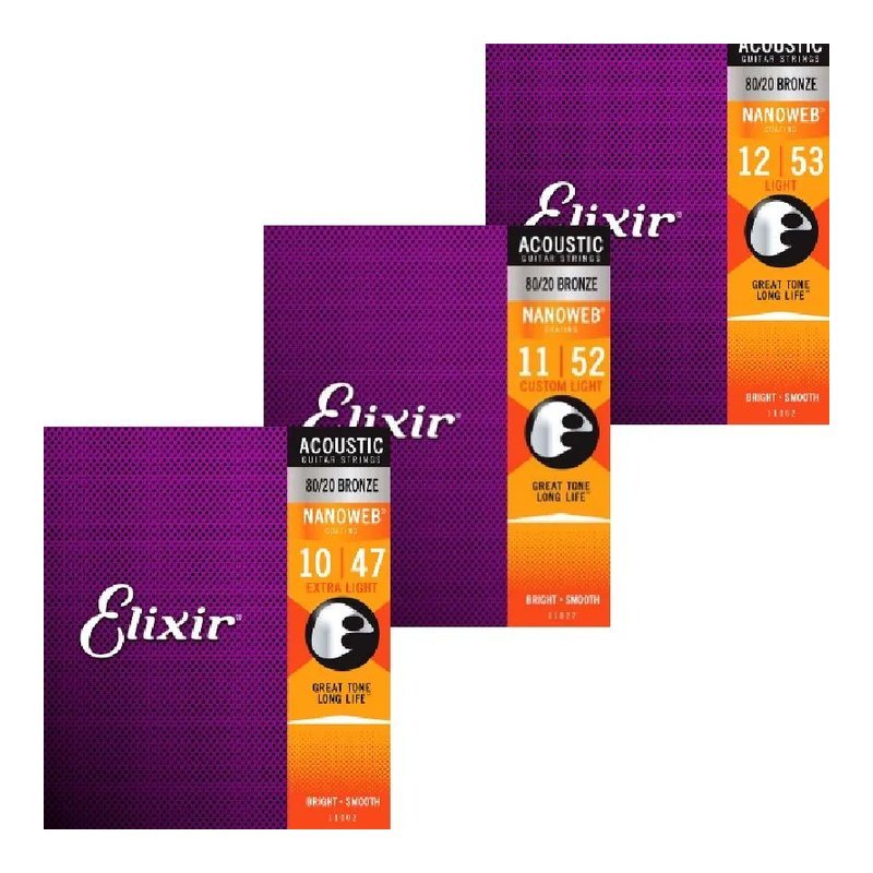 Elixir Elixir Nanoweb 系列 民謠吉他弦 80/20 黃銅 覆膜 — 三峽木吉他 / 民謠吉他