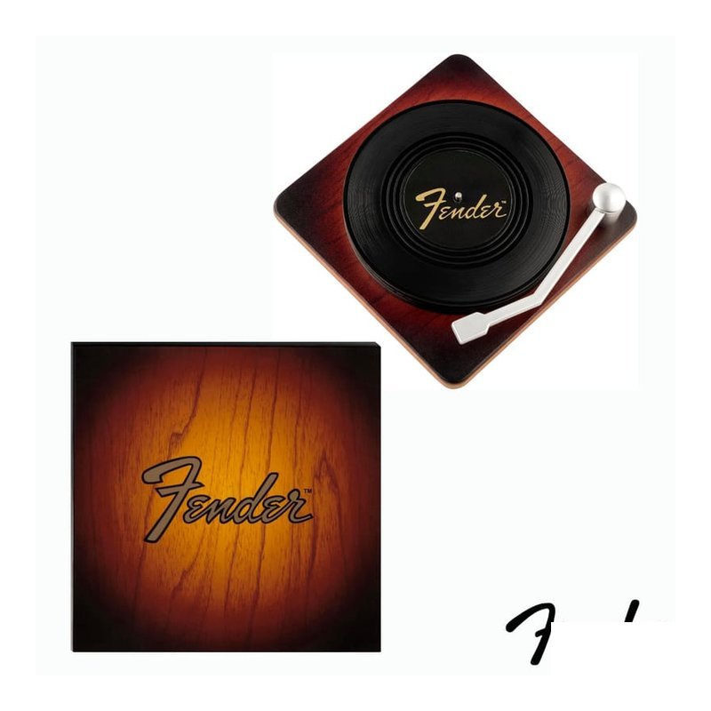 Fender Fender SUNBURST TURNTABLE COASTER SET 黑膠唱盤造型杯墊／6入裝 — 三峽配件 / 週邊