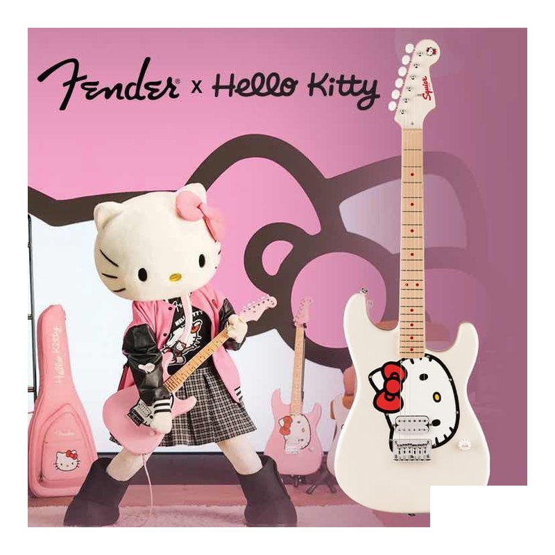 Squier 聯名限定款 Squier Hello Kitty® White Stratocaster 電吉他 — 三峽電吉他